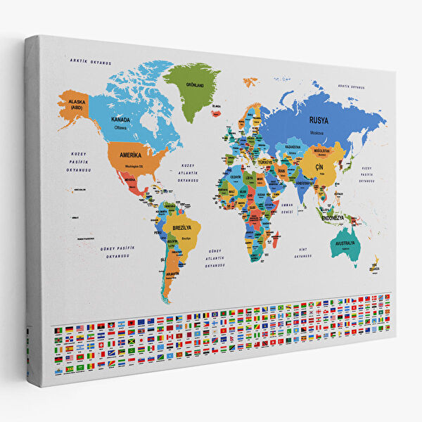 Harita Sepeti Kanvas Tablo