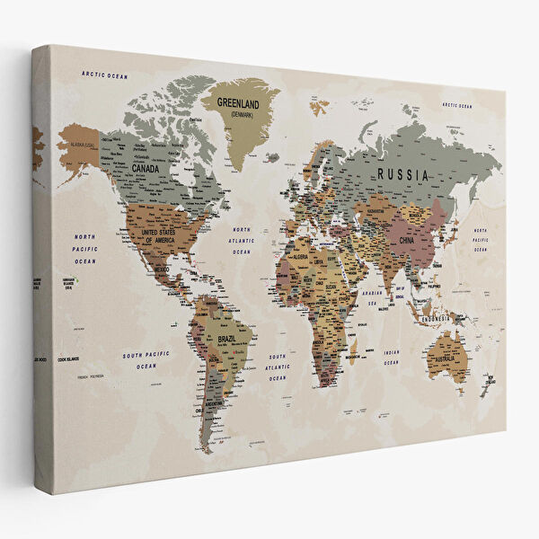 Harita Sepeti Kanvas Tablo