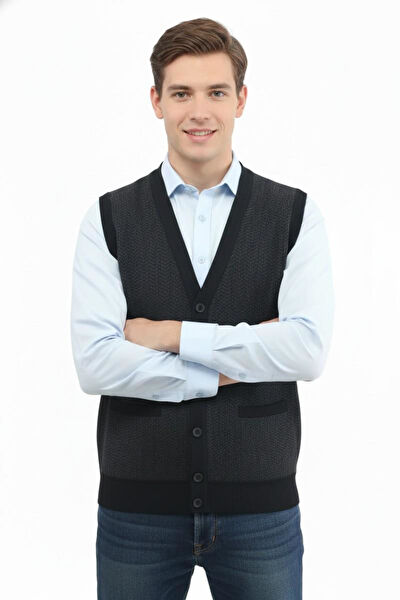 Çizgi Triko Erkek Yelek