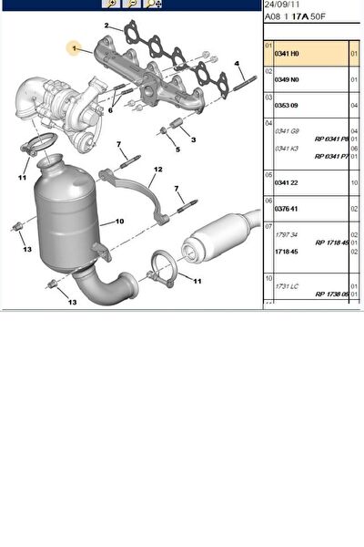 Psa Egzoz Parçaları