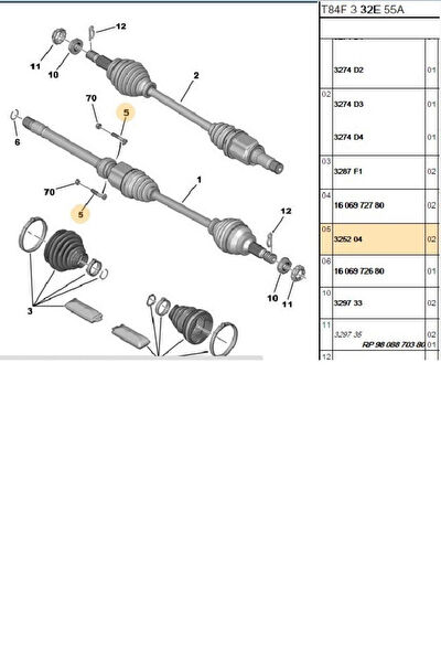 Psa Aks Körük & Kafası