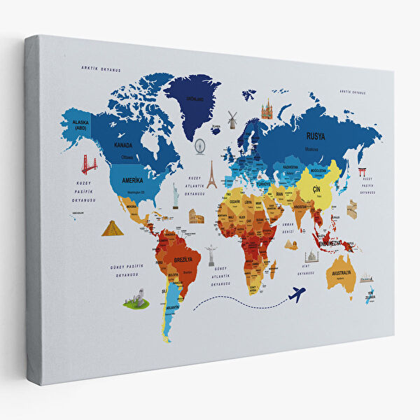 Harita Sepeti Kanvas Tablo