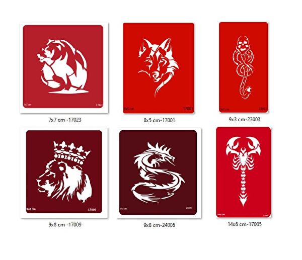 Endeks Ticaret Geçici Dövme, Şablonları