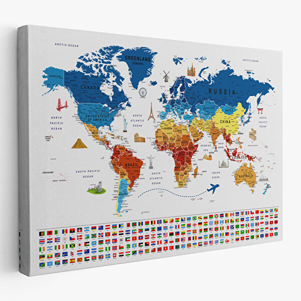 Harita Sepeti Kanvas Tablo