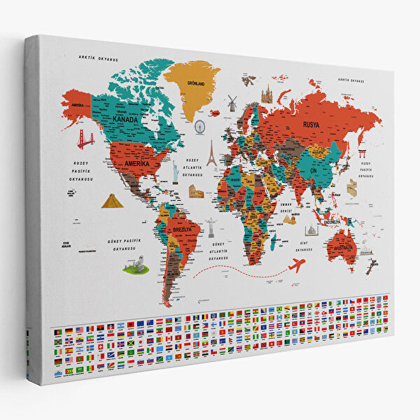 Harita Sepeti Kanvas Tablo