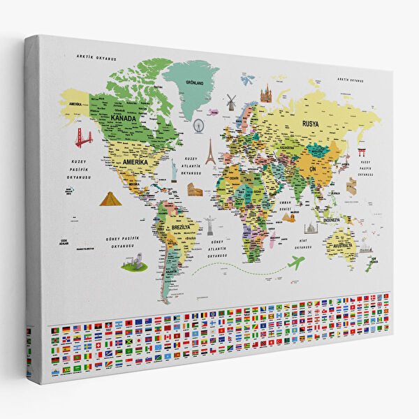 Harita Sepeti Kanvas Tablo