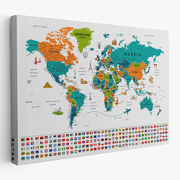 Harita Sepeti Kanvas Tablo