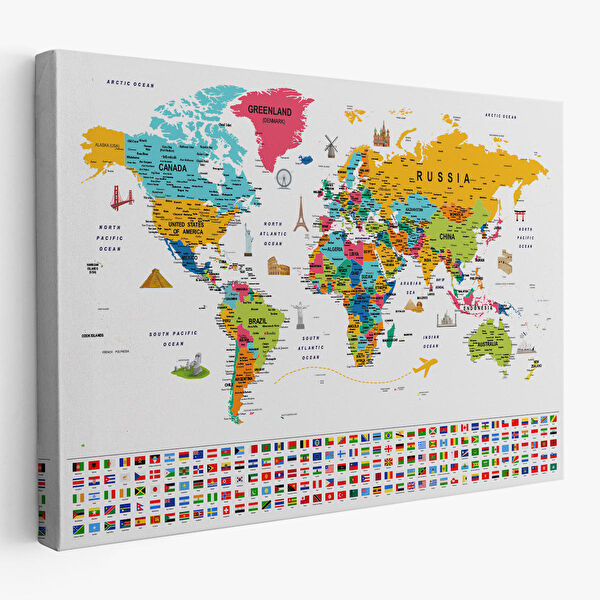 Harita Sepeti Kanvas Tablo