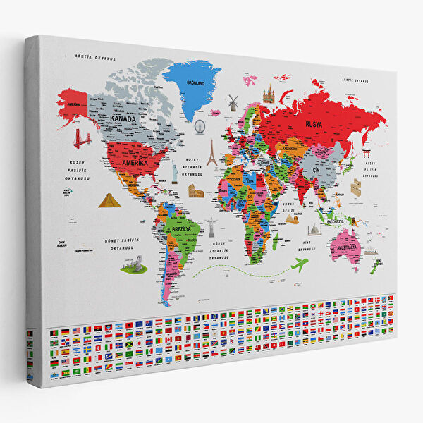 Harita Sepeti Kanvas Tablo