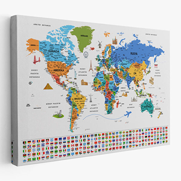 Harita Sepeti Kanvas Tablo