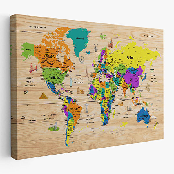 Harita Sepeti Kanvas Tablo