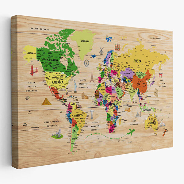 Harita Sepeti Kanvas Tablo