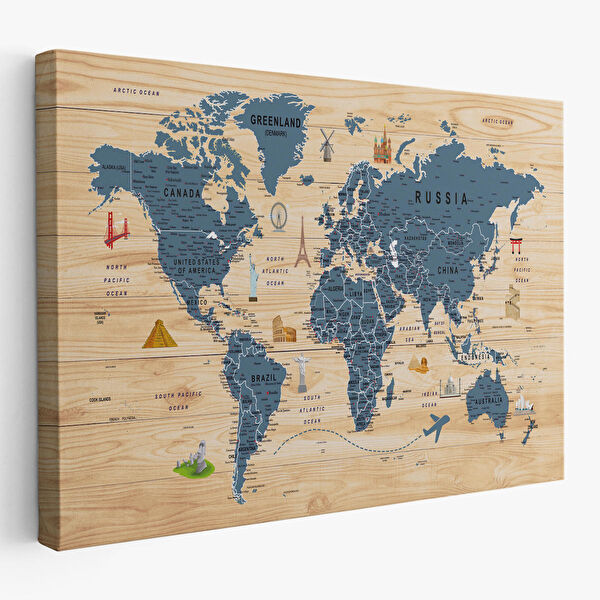 Harita Sepeti Kanvas Tablo