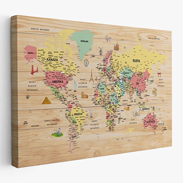 Harita Sepeti Kanvas Tablo