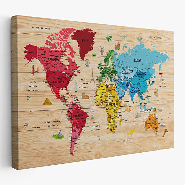 Harita Sepeti Kanvas Tablo