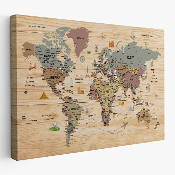 Harita Sepeti Kanvas Tablo