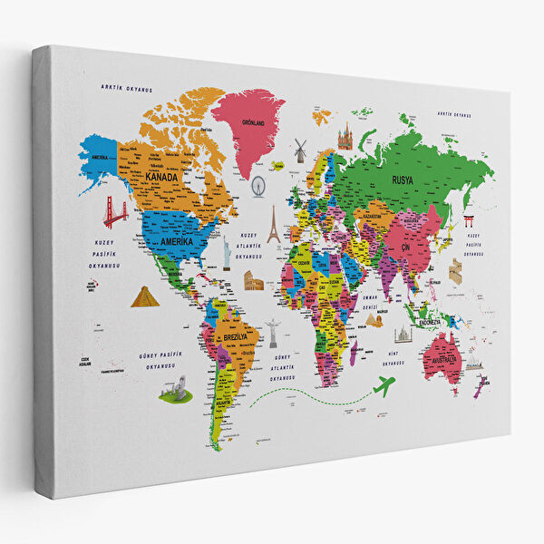 Harita Sepeti Kanvas Tablo