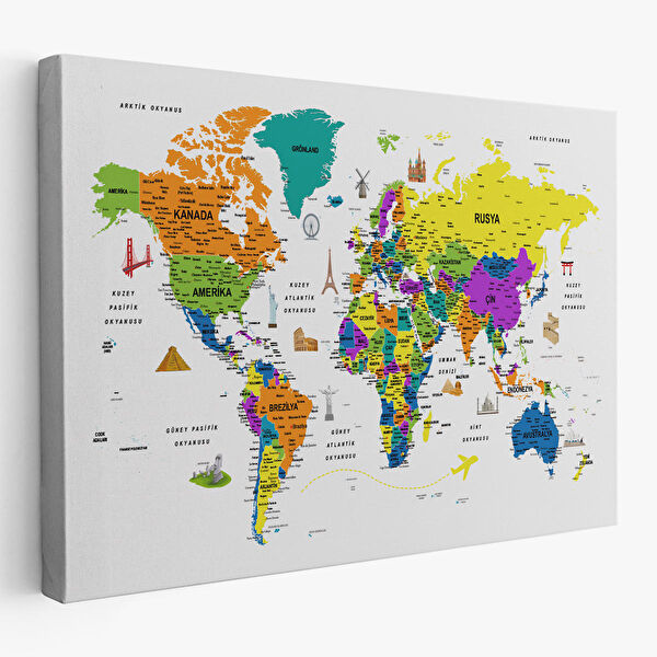 Harita Sepeti Kanvas Tablo