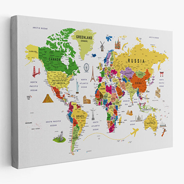 Harita Sepeti Kanvas Tablo