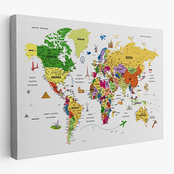 Harita Sepeti Kanvas Tablo