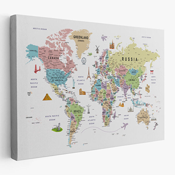 Harita Sepeti Kanvas Tablo