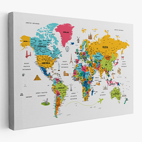 Harita Sepeti Kanvas Tablo