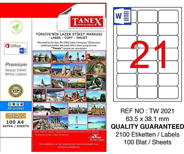 Tanex Klavye Sticker, Etiket