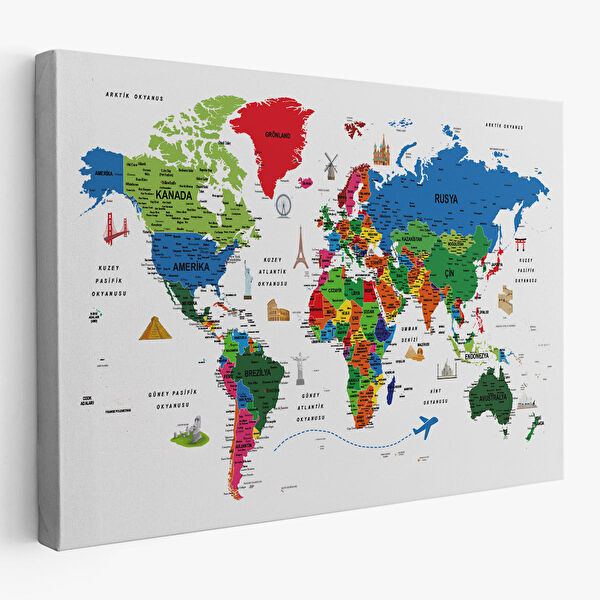 Harita Sepeti Kanvas Tablo