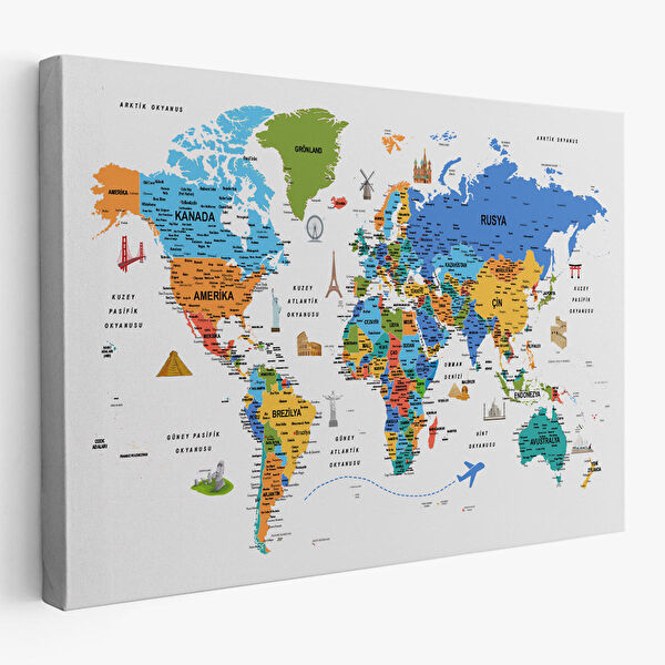 Harita Sepeti Kanvas Tablo