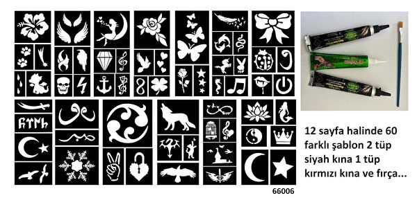 Airbrush Tattoo Geçici Dövme, Şablonları