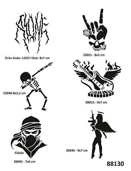 Airbrush Tattoo Geçici Dövme, Şablonları