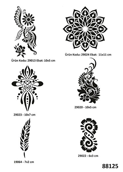 Airbrush Tattoo Geçici Dövme, Şablonları