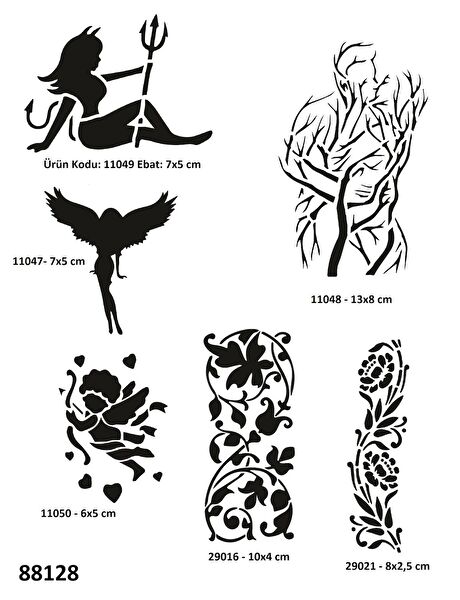 Airbrush Tattoo Geçici Dövme, Şablonları