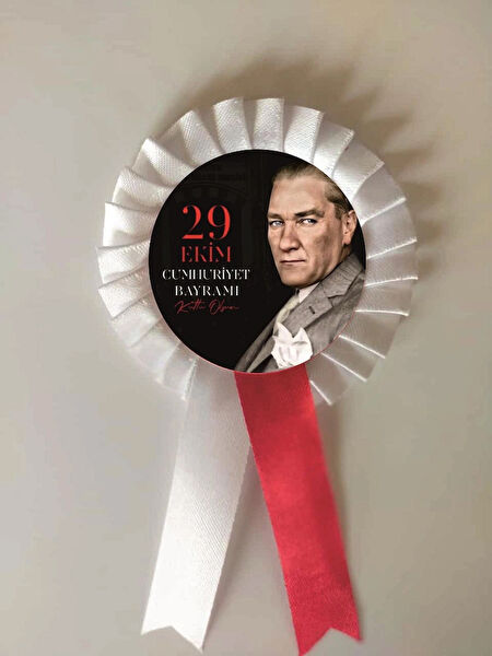 Saten Kokart Rozet Broş, Yaka İğnesi, Rozet