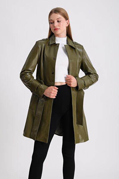 Deri Effect Kadın Ceket