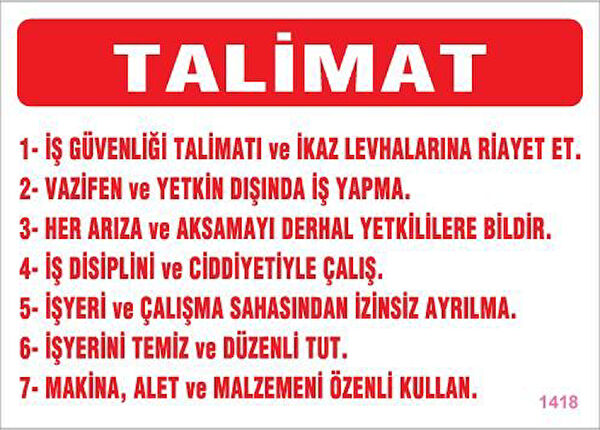 Nil Güvenlik Uyarı İşaretleri, İş Güvenliği Levhaları