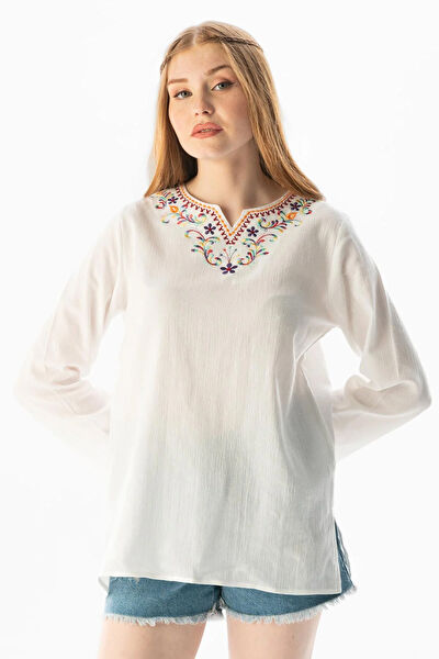 Eliş Şile Bezi Büyük Beden Bluz