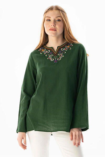 Eliş Şile Bezi Büyük Beden Bluz