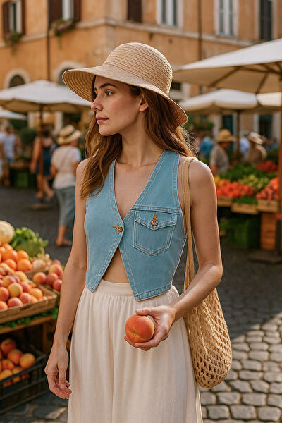 Blue White Kadın Yelek