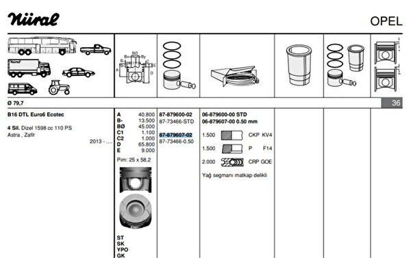 GOETZE Krank, Piston ve Contalar