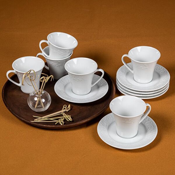 Güral Porselen Çay Bardağı, Tabağı, Takımı