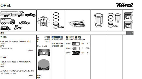 GOETZE Krank, Piston ve Contalar