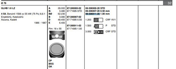 GOETZE Krank, Piston ve Contalar