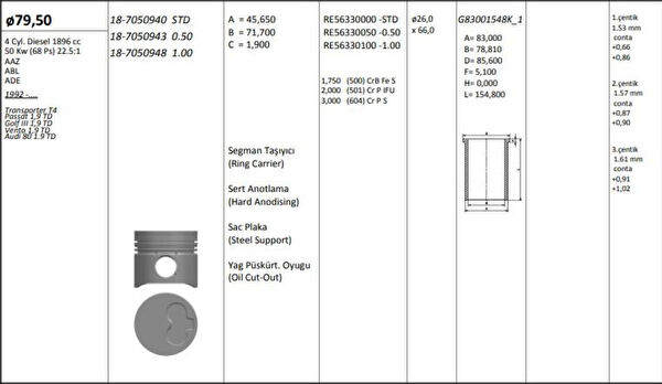 KING PISTON Pistonlar