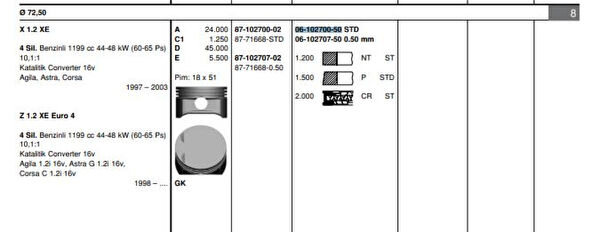 GOETZE Krank, Piston ve Contalar