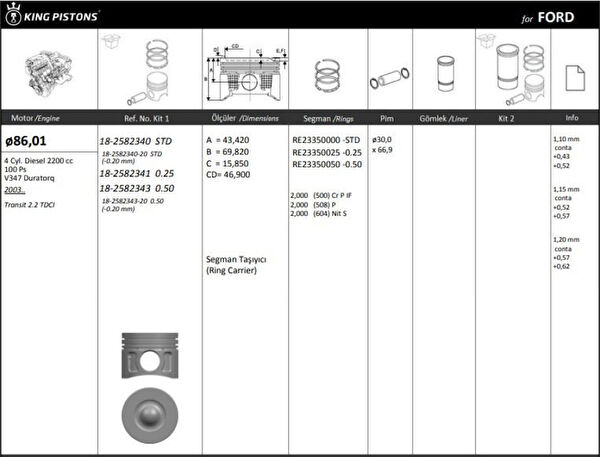 KING PISTON Pistonlar