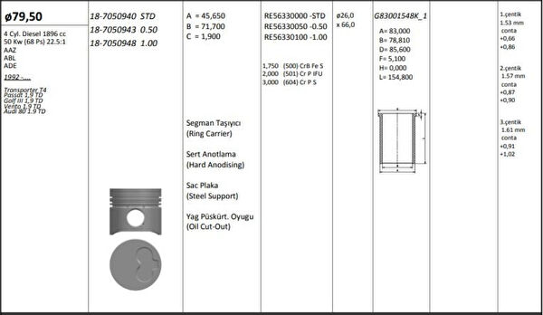 KING PISTON Pistonlar