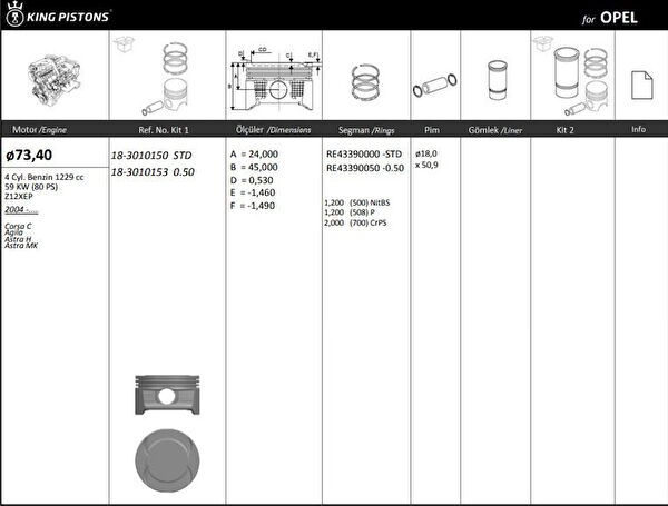 KING PISTON Pistonlar