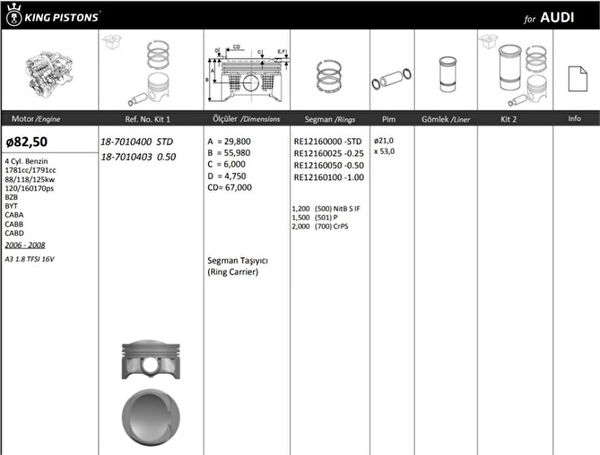 KING PISTON Segmanlar