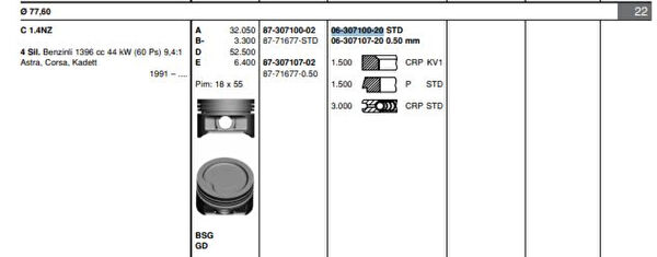 GOETZE Krank, Piston ve Contalar